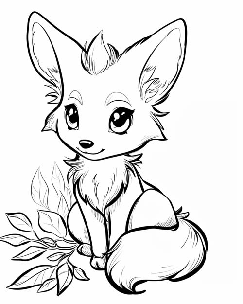 cute coloring page of a fox