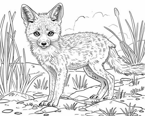 realistic coloring page of a kit fox