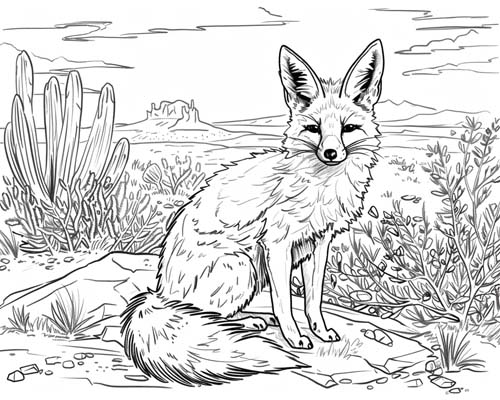 realistic coloring page of a kit fox