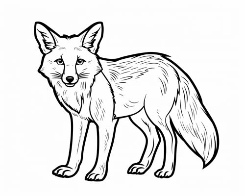 simple coloring page of a red fox