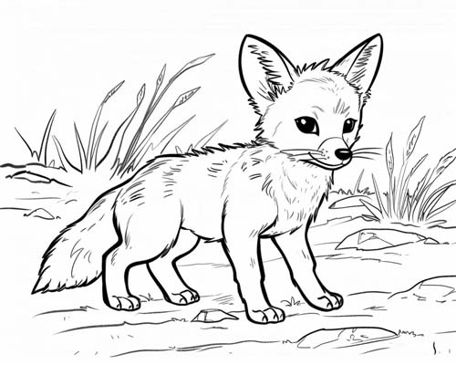coloring page of a red fox