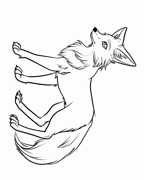 coloring page of a red fox