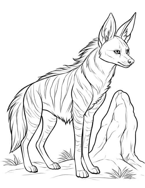 coloring page of a aardwolf