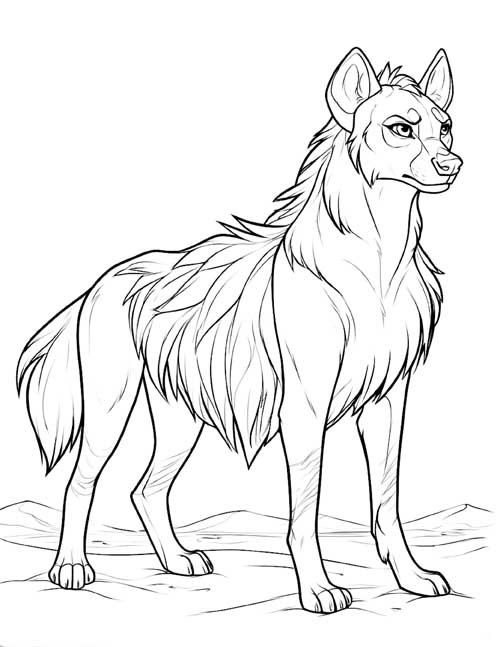 coloring page of a brown hyena