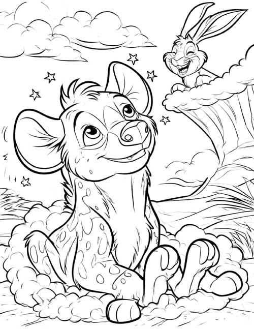 coloring page of a Fisi and Sungura - the hare and the hyena