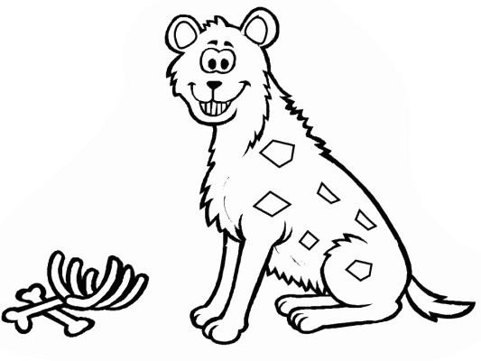 Coloring page of a hyena with a big grin