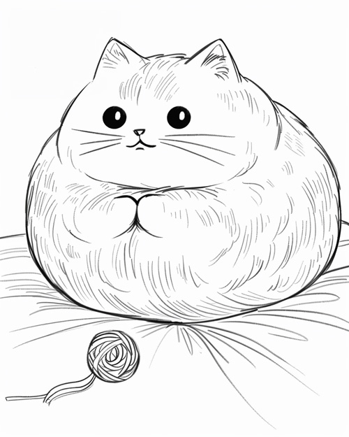 coloring page of a cute cat stuffy