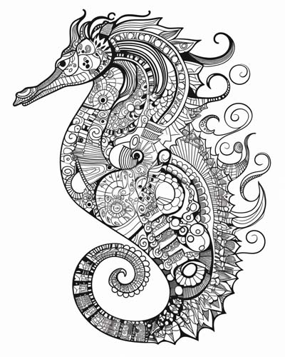 seahorse coloring page