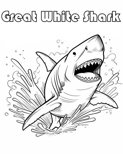 Great White Shark Coloring Pages Great White Shark Coloring Pages