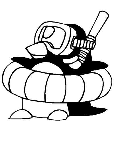 tropical penguin coloring page