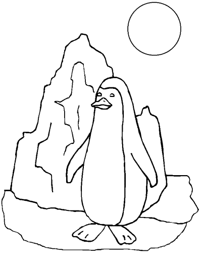 penguin on an iceburg coloring page