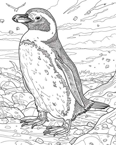 African penguin coloring page