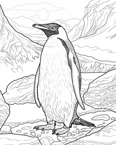 Emperor penguin coloring page