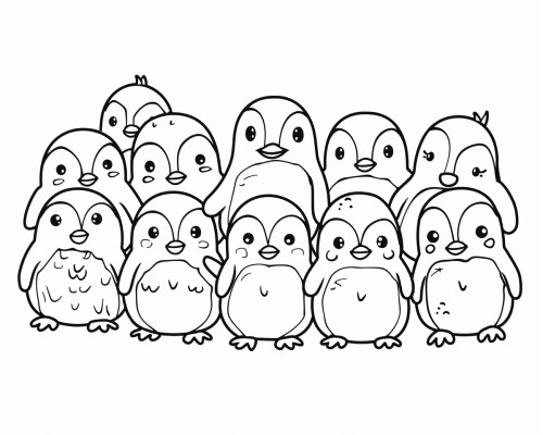 penguin doodle art coloring page
