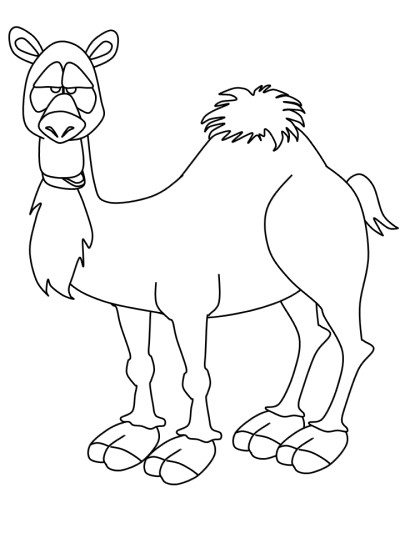 simple, cartoon camel coloring page