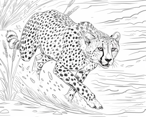 cheetah running coloring page