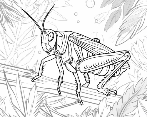realistic grasshopper coloring page