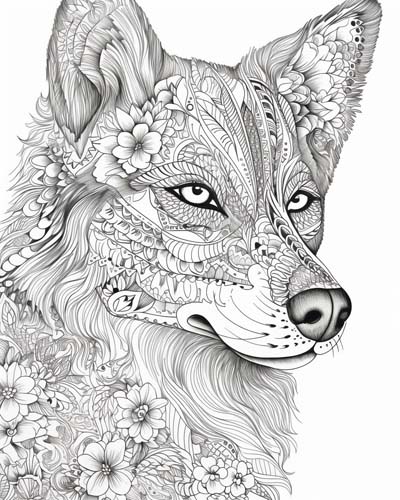 wolf face coloring page