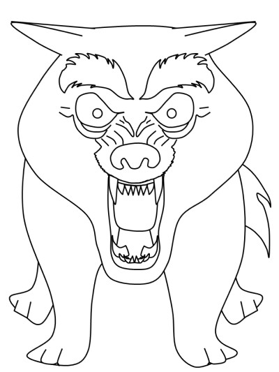 Scary / Angry Wolf coloring page