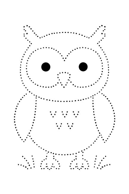 easy dotted outline coloring page of an owl