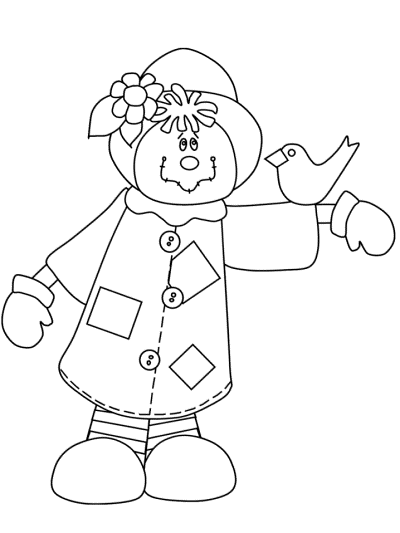 autumn scarecrow coloring page