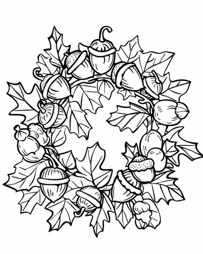acorn wreath coloring page