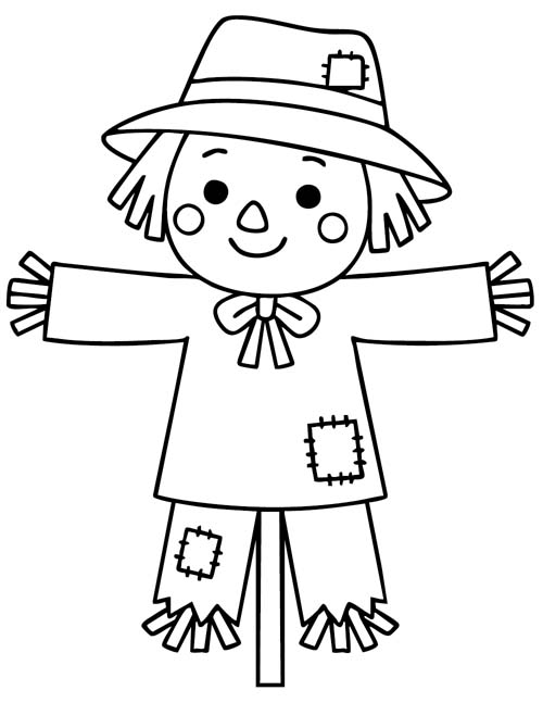 preschool coloring page of a scarecrow