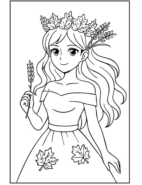 Autumn Princess coloring page