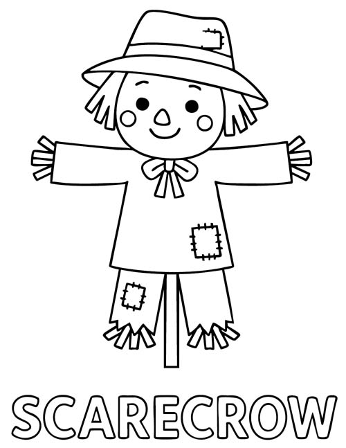 vocabulary word coloring page of a scarecrow
