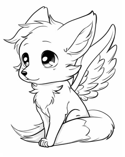 angel fox coloring page