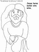 Bible coloring pages - Jesus turns water to wine