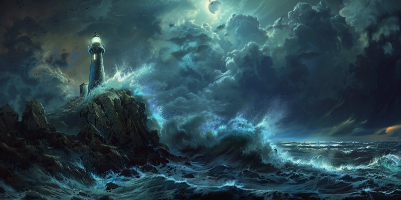 lighthouse in a storm