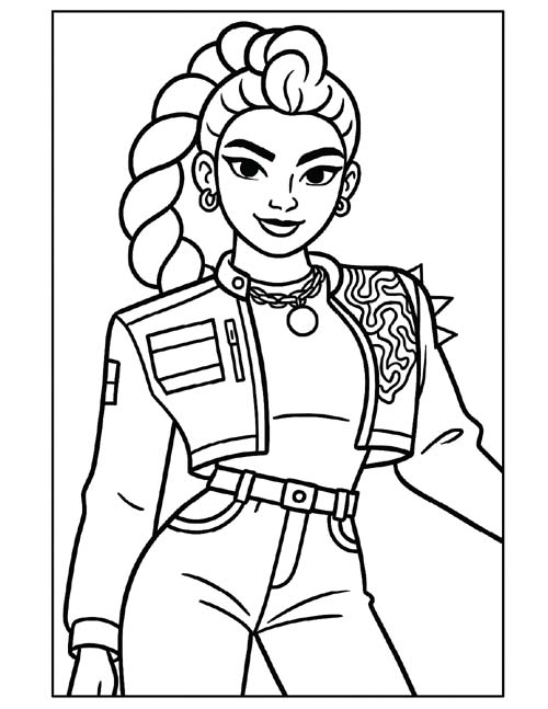 K-pop demon hunters coloring page of Rumi