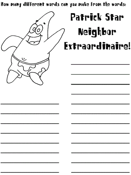 Patrick Star anagram word puzzle