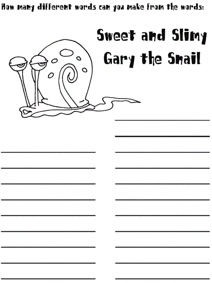 Gary the Snail anagram word puzzle