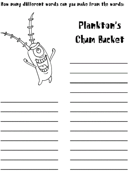 Plankton anagram word puzzle