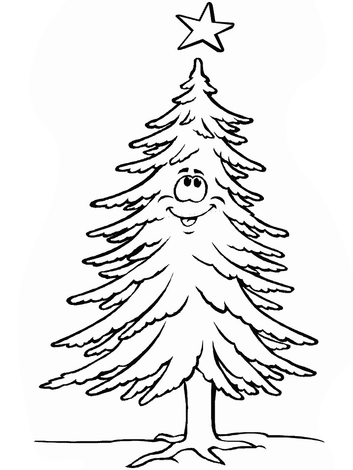 cute Christmas tree coloring page