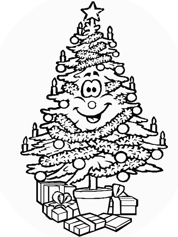 Christmas tree with gifts coloring page