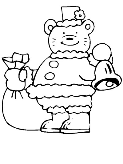 Christmas bear coloring page