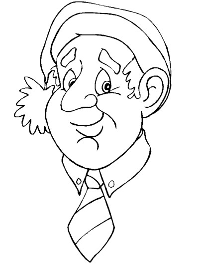 Dad with a Christmas hat coloring page