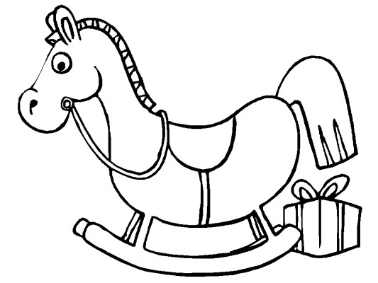 Christmas rocking horse coloring page