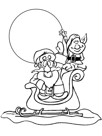 Santa Claus and sleigh coloring page