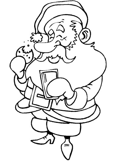 Santa Claus with cookies and milk coloring page