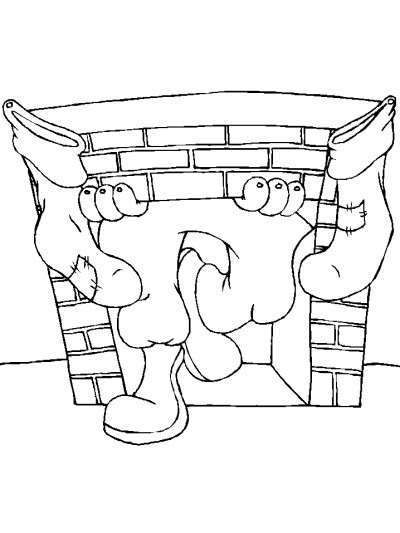 Santa Claus coming down the chimney coloring page