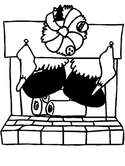 Santa ClaClaus coming down the chimney us coloring page