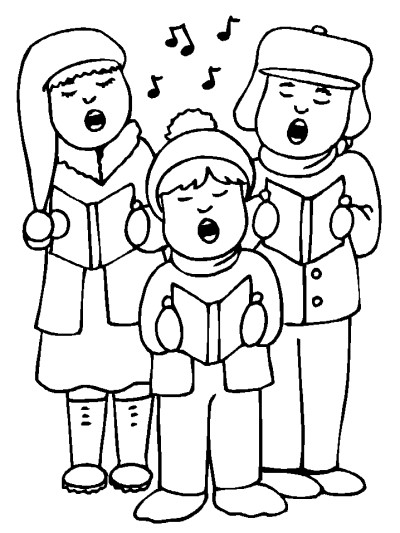 Christmas carolers coloring page