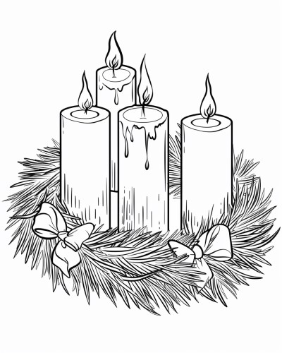 Advent wreath and candles coloring page