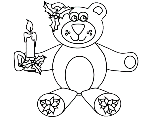 Christmas bear coloring page