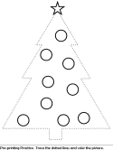 Christmas tree pre-printing practice worksheet