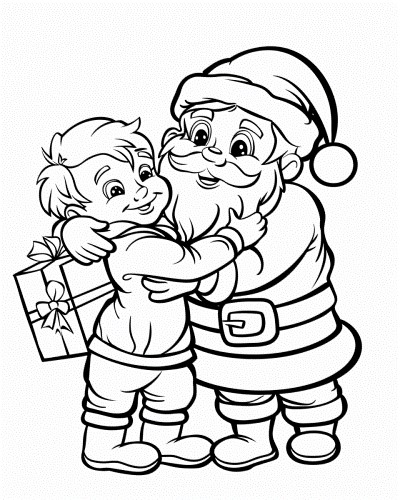 Santa Claus handing out gifts coloring page